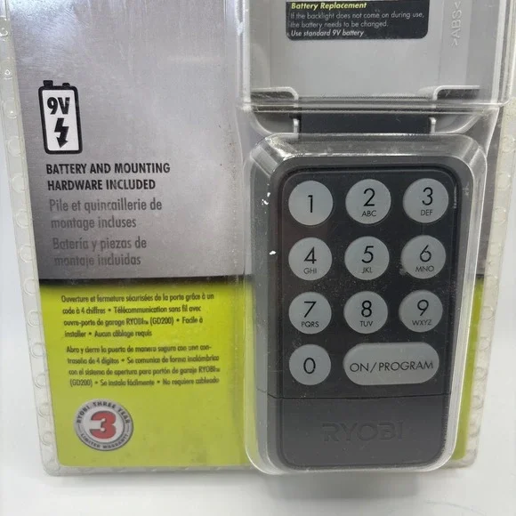 Ryobi Garage‎ Door Outdoor Keypad GDA300 Module System Gray/Black NEW